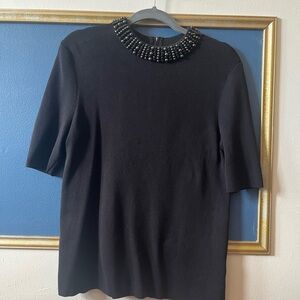 Talbot’s bejeweled collar short-sleeved sweater